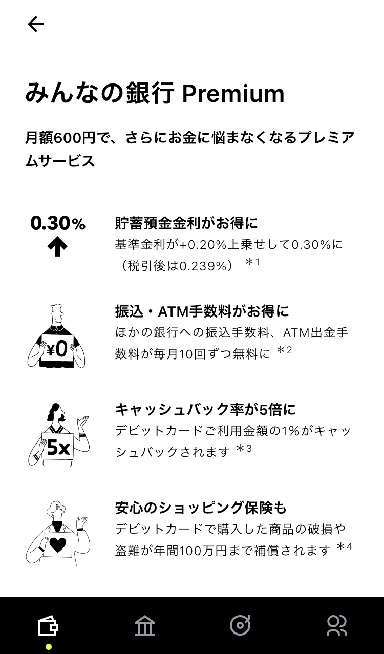 みんなの銀行プレミアム会員