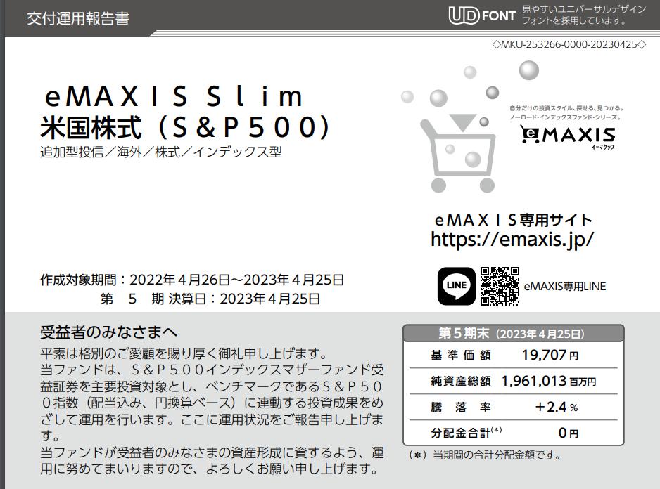 emaxis米国株式2022年度運用報告書